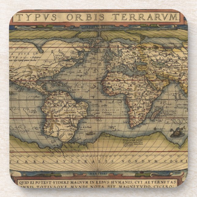 Posavasos Mapa antiguo del mundo (Frente)