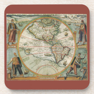 Posavasos Mapa antiguo del mundo de las Américas, 1597