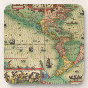 Posavasos Mapa Antiguo del Mundo de las Américas, 1606