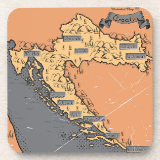 Posavasos Mapa antiguo vintage de Croacia