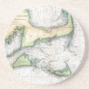 Posavasos Mapa Cape Cod, Nantucket, Martha's Vineyard
