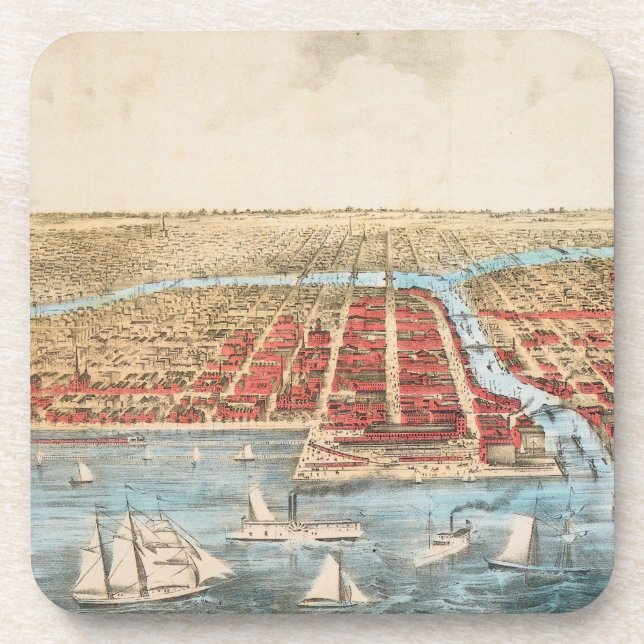 Posavasos MAPA: CHICAGO, c1857 (Frente)
