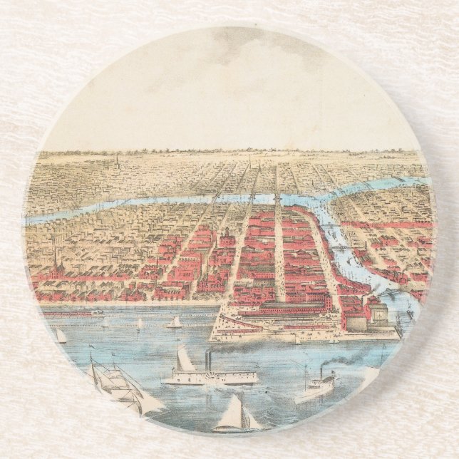 Posavasos MAPA: CHICAGO, c1857 (Frente)