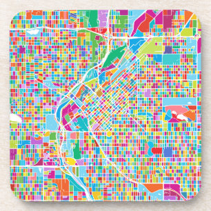 Posavasos Mapa colorido de Denver