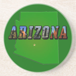 Posavasos Mapa de Arizona y texto de imagen