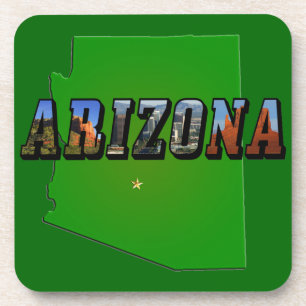 Posavasos Mapa de Arizona y texto de imagen