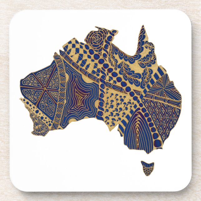 Posavasos Mapa de Australia Tan-Blue-Red (Frente)
