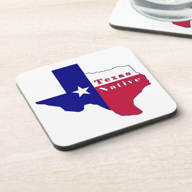 Posavasos Mapa de bandera nativa de Texas (Lado Izquierdo)