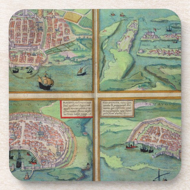 Posavasos Mapa de Calais, de Malta, de Rodas, y de (Frente)