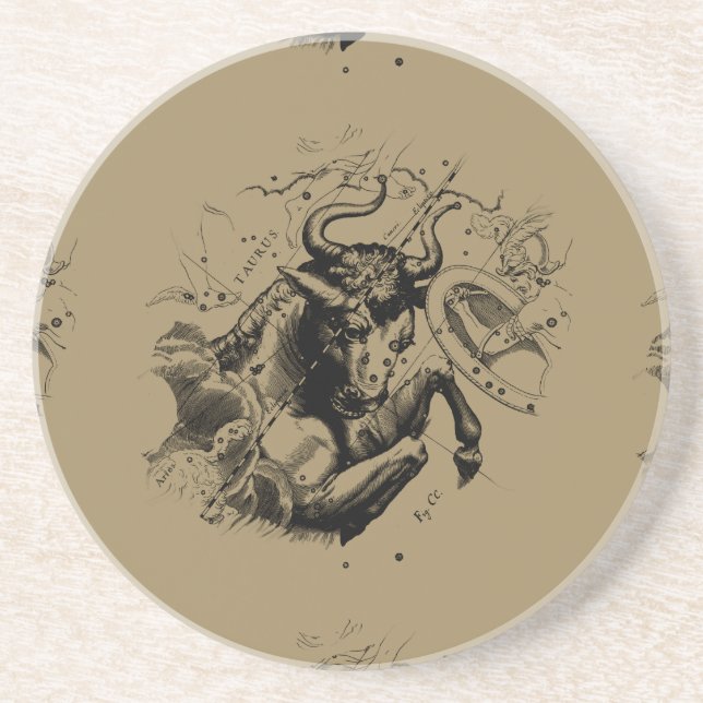 Posavasos Mapa de Constelación de Taurus Zodiac Hevelius 169 (Frente)