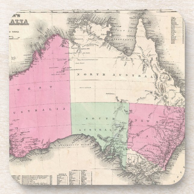 Posavasos Mapa de época de Australia (1862) (Frente)