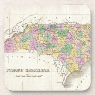 Posavasos Mapa de época de Carolina del Norte (1827)