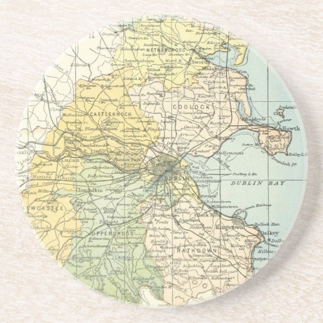Posavasos Mapa de época de Dublín y sus alrededores (1900) (Frente)