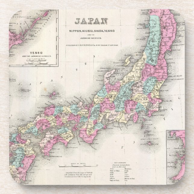 Posavasos Mapa de época de Japón (1855) (Frente)