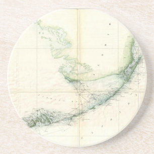 Posavasos Mapa de época de las llaves de Florida (1859)
