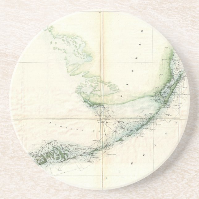 Posavasos Mapa de época de las llaves de Florida (1859) (Frente)