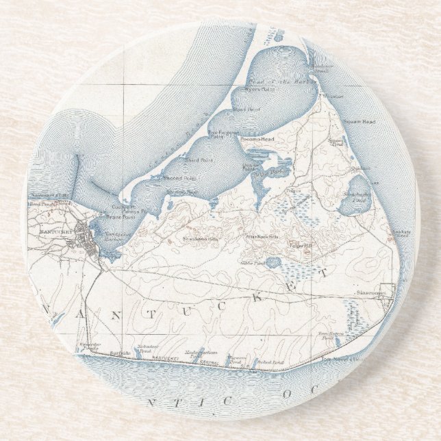 Posavasos Mapa de época de Nantucket (1919) (Frente)