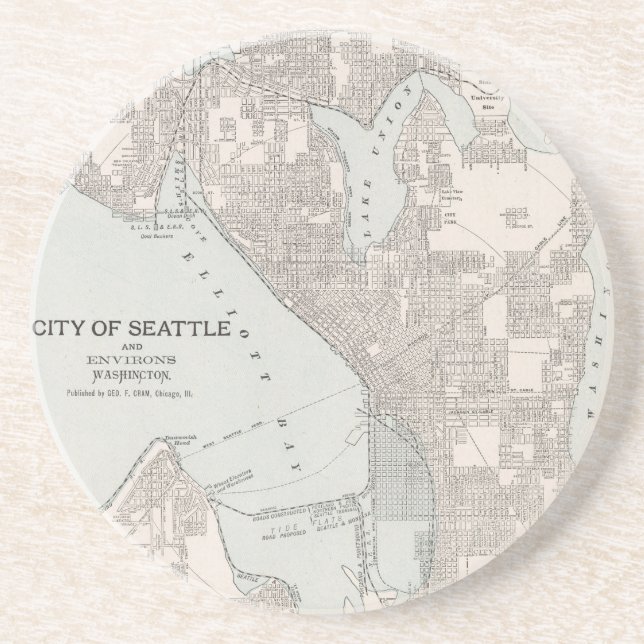Posavasos Mapa de época de Seattle Washington (1901) (Frente)