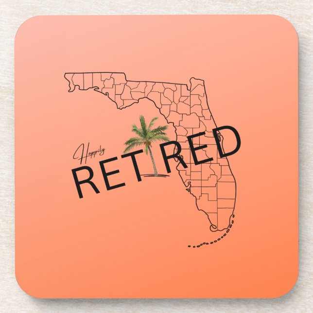 Posavasos Mapa de Florida felizmente retirado y palmera trop (Frente)