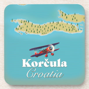 Posavasos Mapa de Korčula Croacia en baldosa cerámica de pós