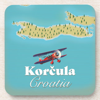 Posavasos Mapa de Korčula Croacia en baldosa cerámica de pós