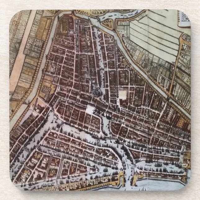 Posavasos Mapa de la ciudad de Réplica de Rotterdam 1652 (Frente)