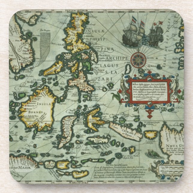 Posavasos Mapa de los indies del este, pub. 1635 en (Frente)