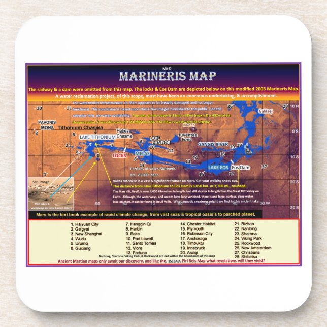 Posavasos Mapa de Mars Marineris (Frente)