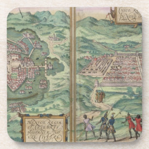 Posavasos Mapa de México y de Cuzco, de 'Civitates Orbis Te