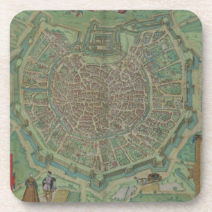 Posavasos Mapa de Milano, de "Civitates Orbis Terrarum" por