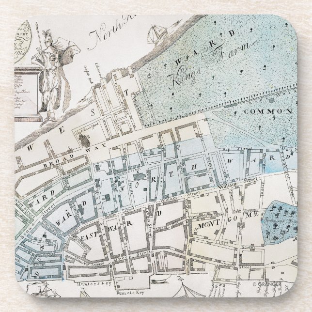 Posavasos Mapa de New York City, 1728 (Frente)