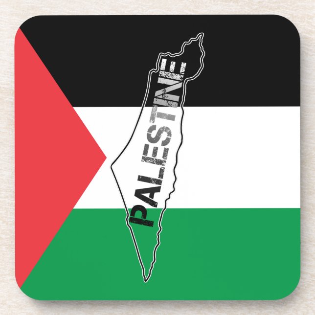 Posavasos Mapa de Palestina Libre con bandera palestina (Frente)