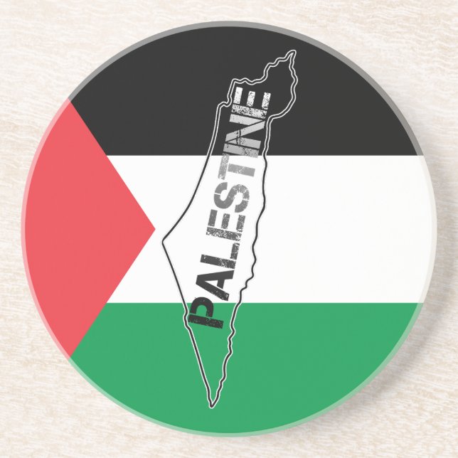 Posavasos Mapa de Palestina Libre con bandera palestina (Frente)
