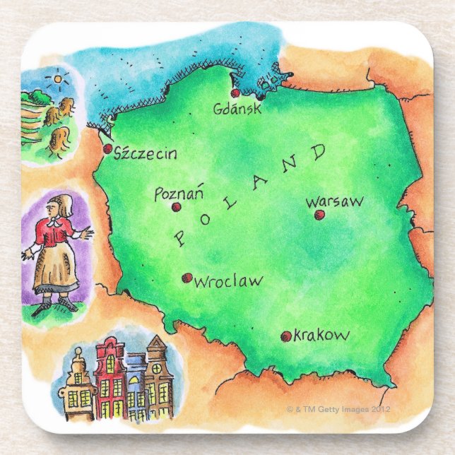 Posavasos Mapa de Polonia (Frente)