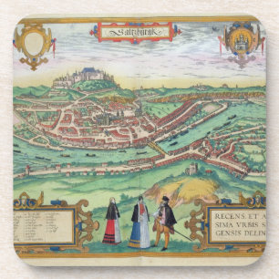 Posavasos Mapa de Salzburg, de "Civitates Orbis Terrarum" b