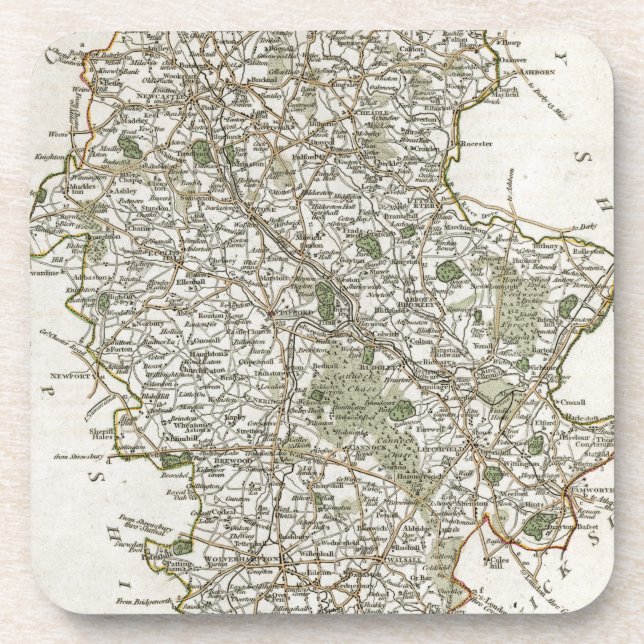 POSAVASOS MAPA DE STAFFORDSHIRE, 1793 (Frente)