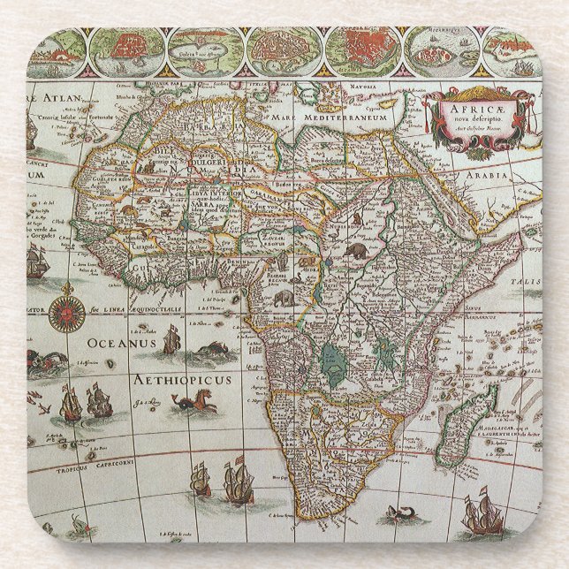 Posavasos Mapa del Antiguo Mundo de África, c. 1635 (Frente)