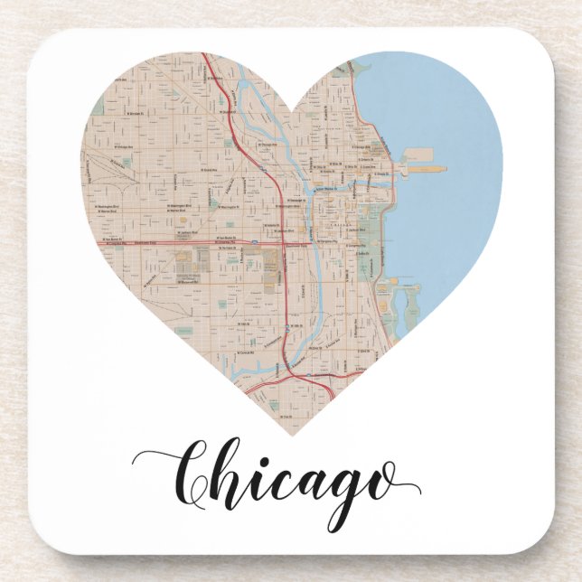 Posavasos Mapa del corazón de Chicago (Frente)