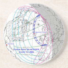 Posavasos Mapa del eclipse solar total de 2026