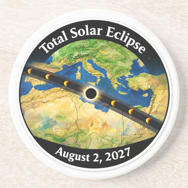 Posavasos Mapa del eclipse solar total de 2027 (Frente)