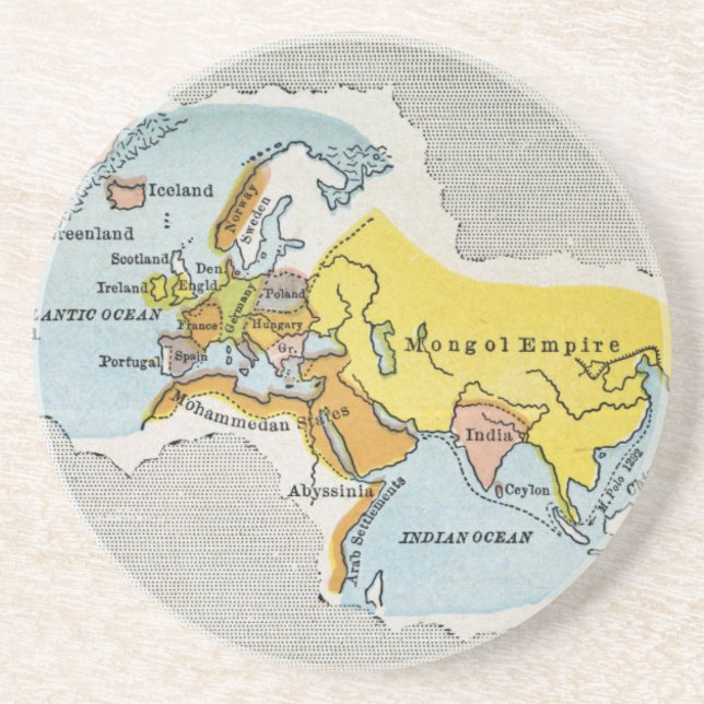 Posavasos MAPA DEL MUNDO, c1300. (Frente)