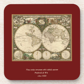 Posavasos Mapa del mundo de la antigua época 1660 de Frederi