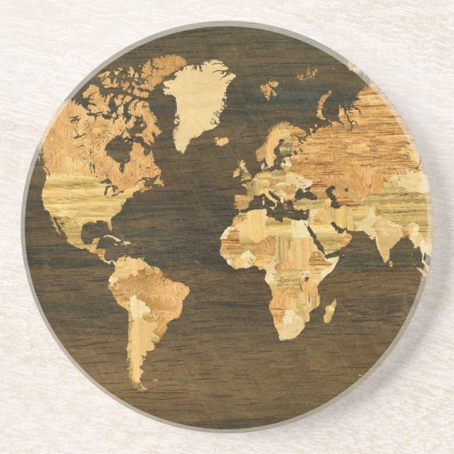 Posavasos Mapa del mundo de madera (Frente)