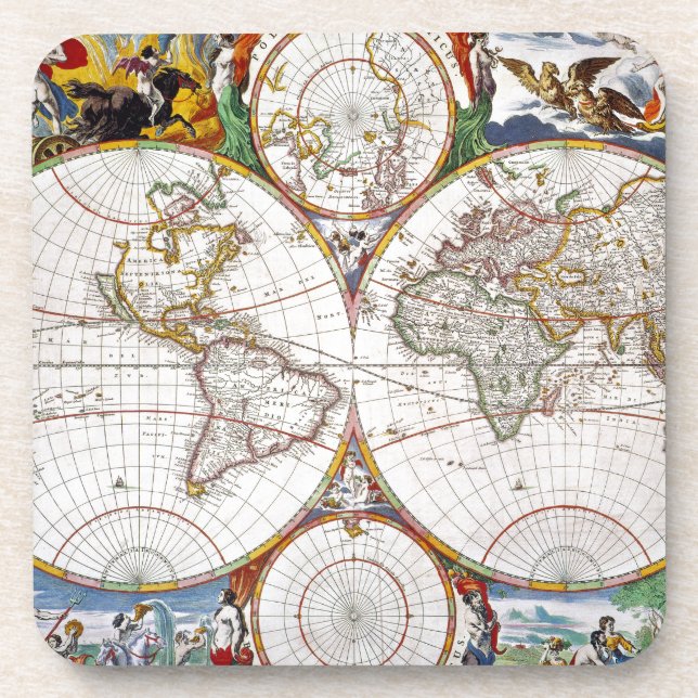 Posavasos MAPA DEL MUNDO, siglo XVII (Frente)