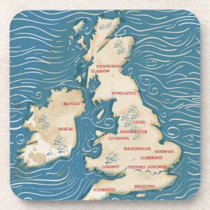 Posavasos Mapa del Reino Unido Póster Vintage