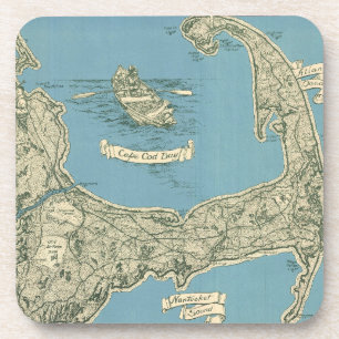 Posavasos Mapa del vintage de Cape Cod (1945)