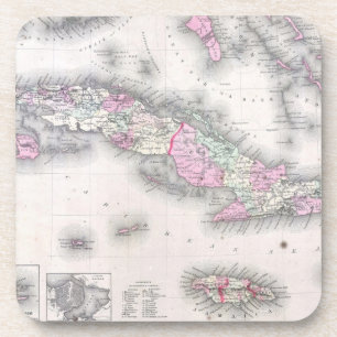 Posavasos Mapa del vintage de Cuba (1861)
