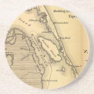 Posavasos Mapa del vintage de Outer Banks (1862)