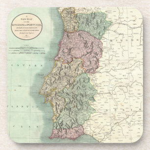 Posavasos Mapa del vintage de Portugal (1801)