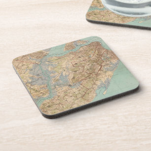 Posavasos Mapa del vintage de Staten Island (1891)